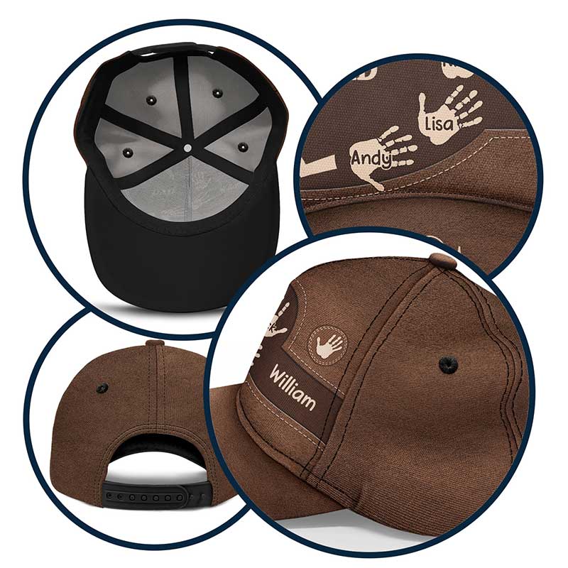 Father's Day Gifts, Grandpa Dad Kids Handprints - Personalized Classic Cap
