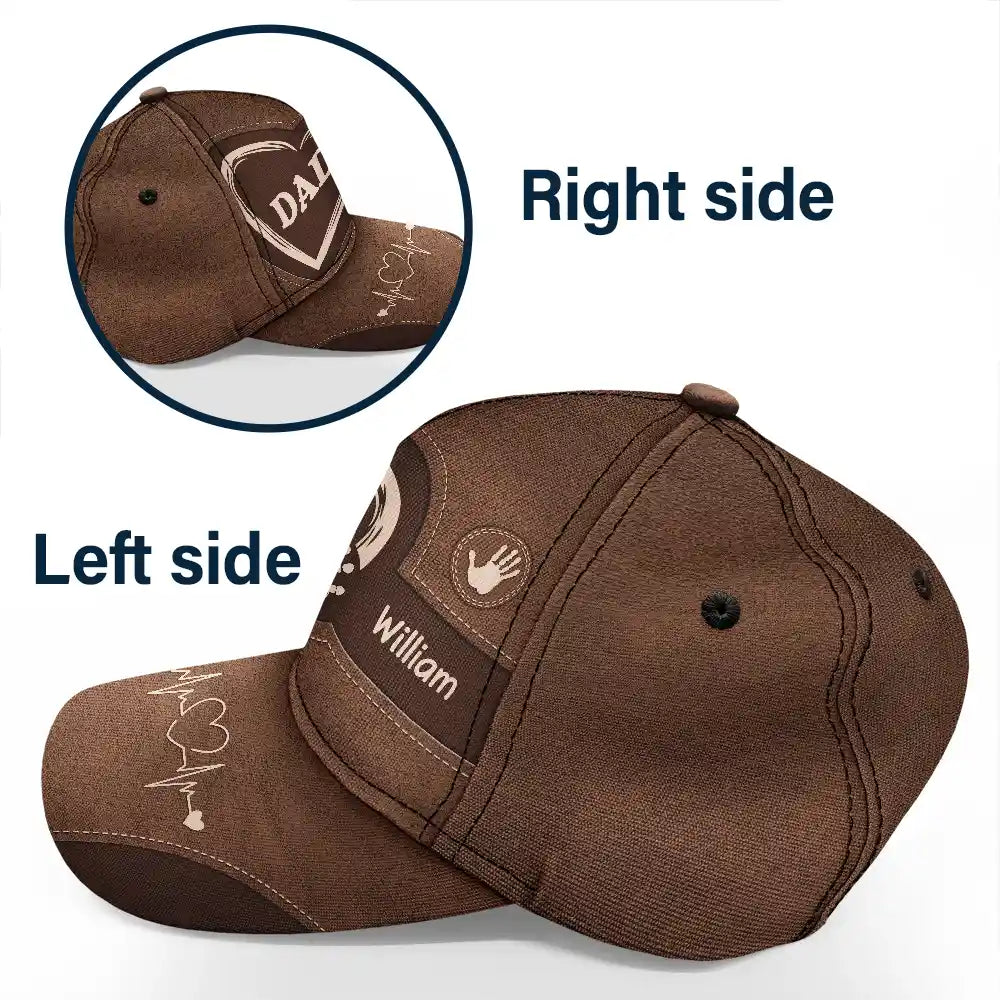 Father's Day Gifts, Grandpa Dad Kids Handprints - Personalized Classic Cap