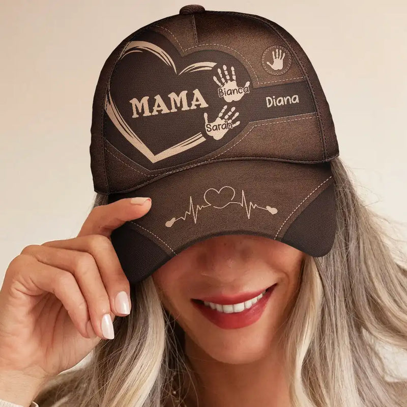 Father's Day Gifts, Grandpa Dad Kids Handprints - Personalized Classic Cap