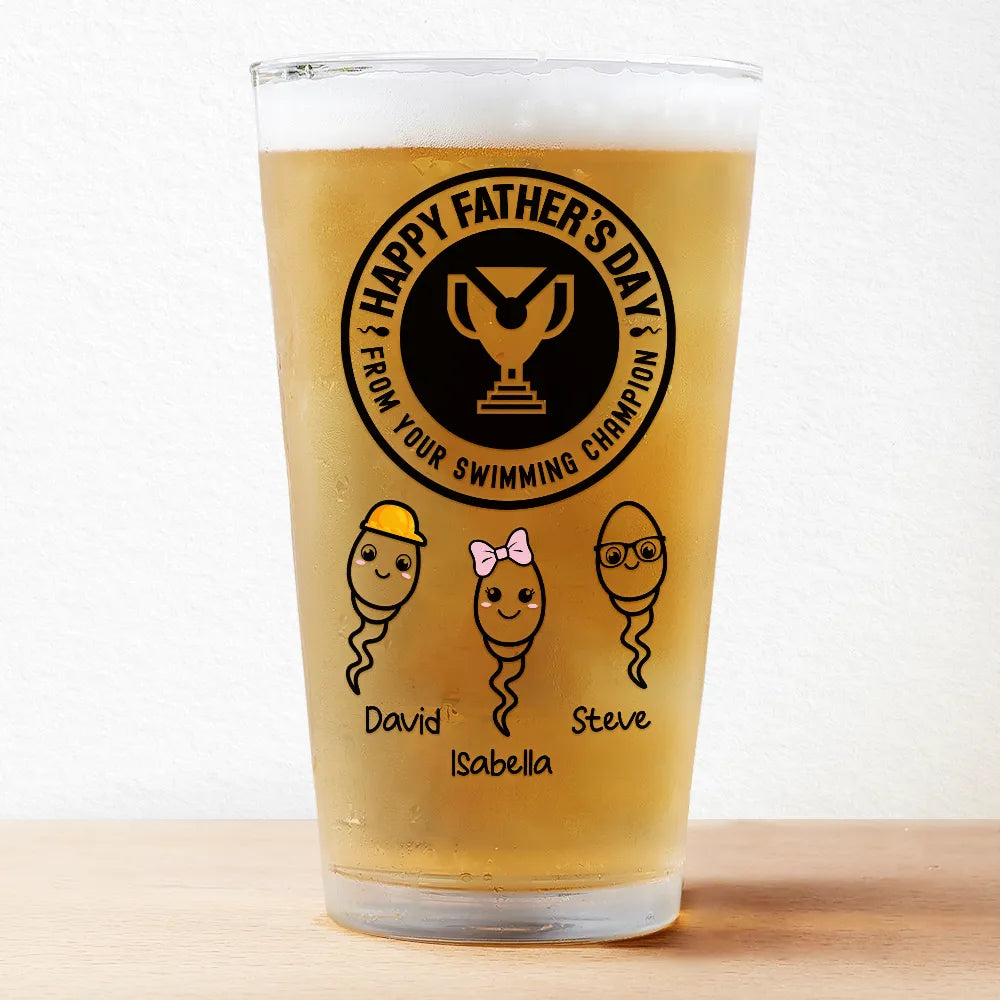 From You Swimming Champion - Personalized Beer Glass