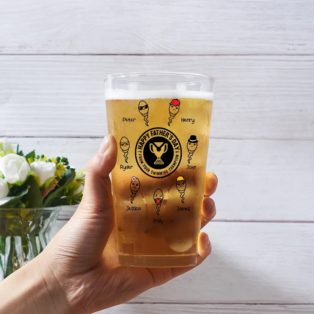 From You Swimming Champion - Personalized Beer Glass