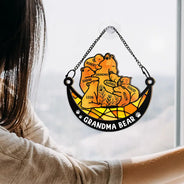 Mama Bear We Love You To The Moon & Back - Personalized Window Hanging Suncatcher Ornament