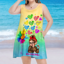 Colorful Flower Heart Grandma - Personalized Sleeveless Tank Dress