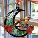 Memorial Cardinal Stained Glass Moon - Personalized Window Hanging Suncatcher Ornament