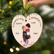 Gift For Couple - Started With A Message Couples Christmas - Personalized Custom Shaped Wooden Ornament