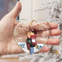 Gift For Couples, Gift For Husband, Gift For Wife, Gift For Boyfriend, Gift For Girlfriend - Started With A Message Couples Christmas - Personalized Heart Shaped Glass Ornament