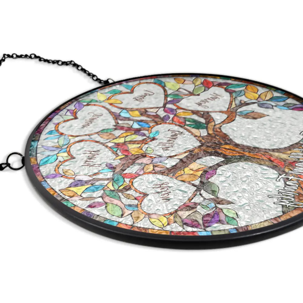 Mom's Family Tree of Love - Personalized Stained Glass Window Hanging Suncatcher