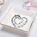 Gift For Grandma, Gift For Mother, Gift For Women - Mom Grandma Sweethearts Birth Month Flowers - Personalized Ring Dish
