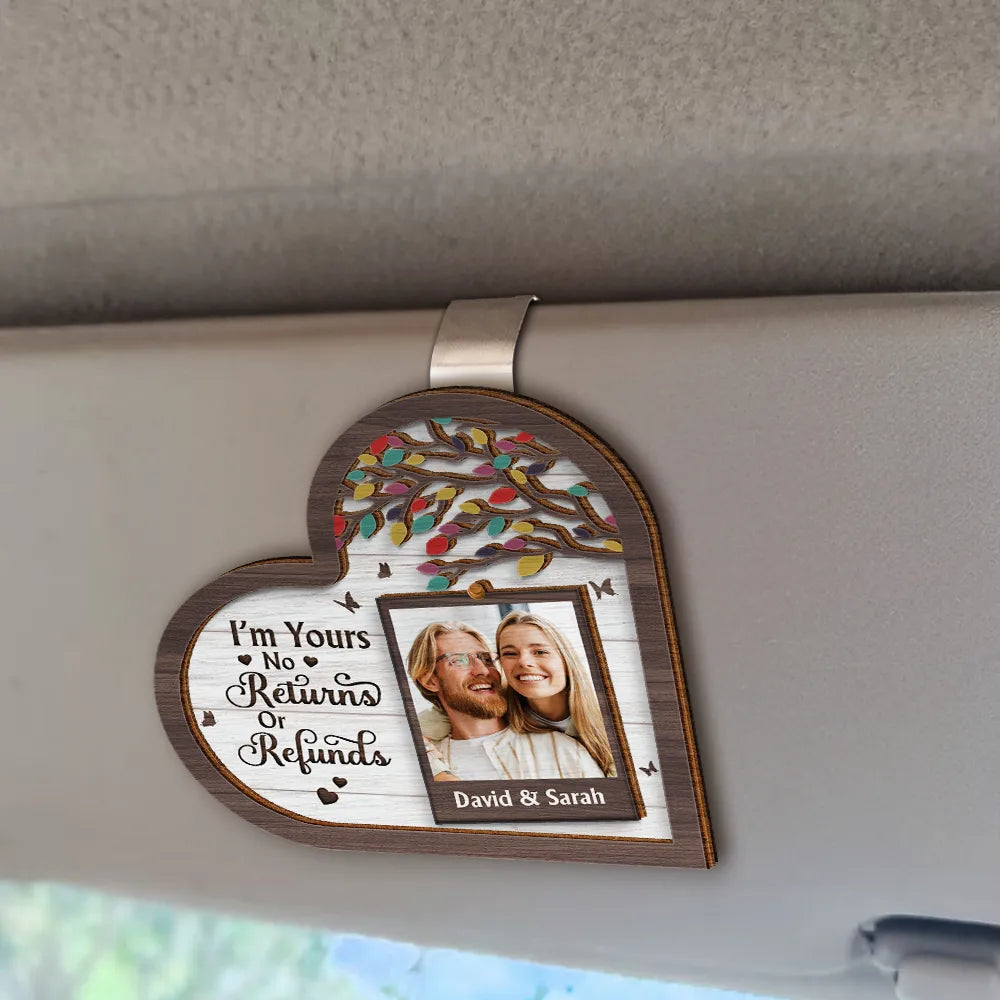 Gift For Couples, Gift For Husband, Gift For Boyfriend, Gift For Wife, Gift For Girlfriend - Custom Photo My Favorite Place In All The World Is Next To You - Personalized Custom Shaped Car Visor Clip