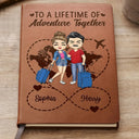 Travel, Gift For Couples, Gift For Husband, Gift For Wife, Gift For Boyfriend, Gift For Girlfriend - Travel Couple To A Lifetime Of Adventure Together Infinity Heart - Personalized Leather Journal