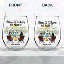 Campsite, Camping - Happy Camper - Personalized Stemless Wine Glass