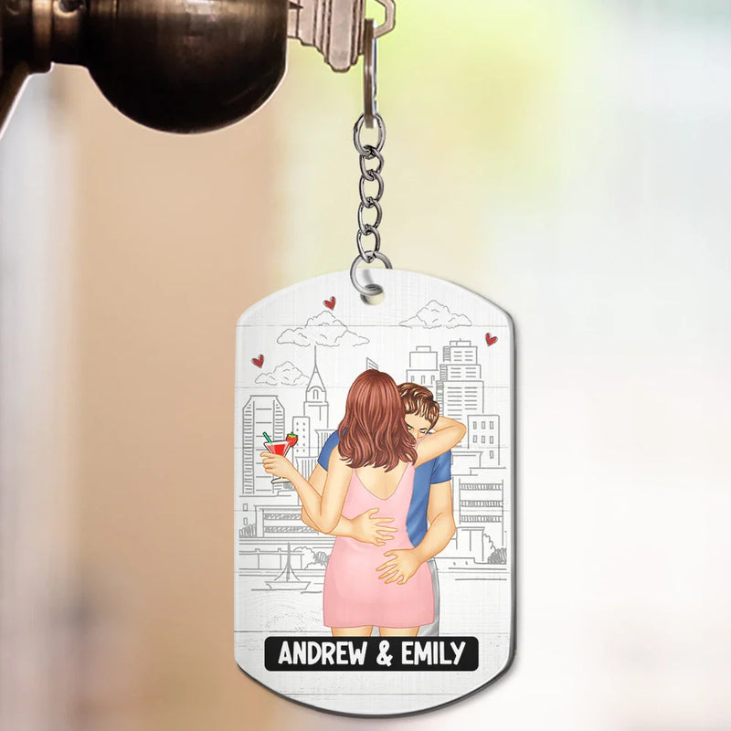 Gift For Couples, Gift For Husband, Gift For Wife, Gift For Boyfriend, Gift For Girlfriend - Drive Safe Your Wife Loves You - Personalized Aluminum Keychain

