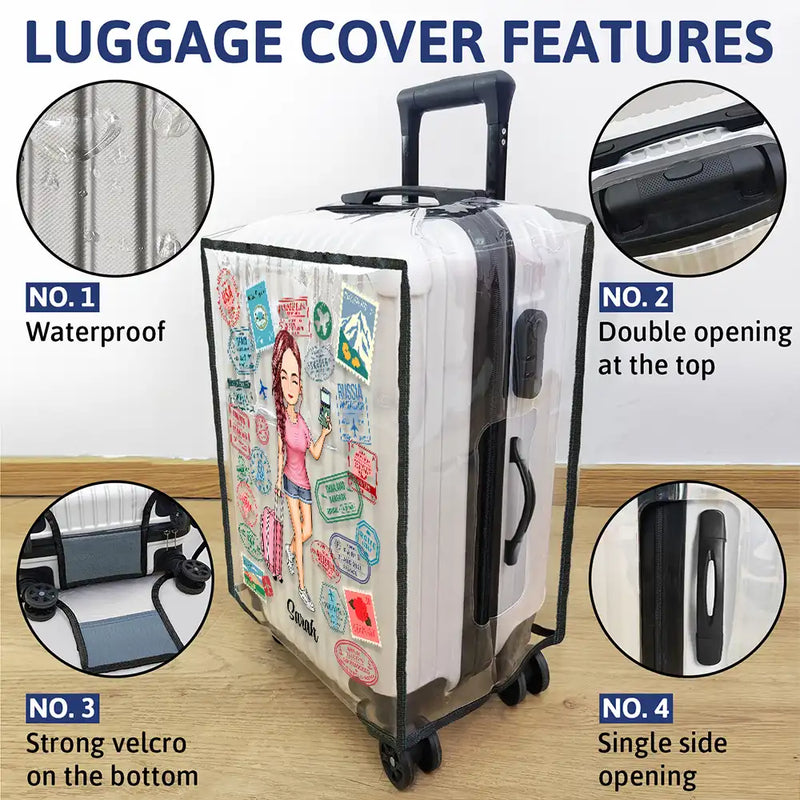 Travel, Gift For Yourself, Gift For Women, Gift For Men - Travel Is My Therapy - Personalized Clear Luggage Cover