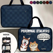 Pet Lovers, Dog Lovers, Cat Lovers - Cartoon Dog Cat Personal Stalkers - Personalized Toiletry Bag