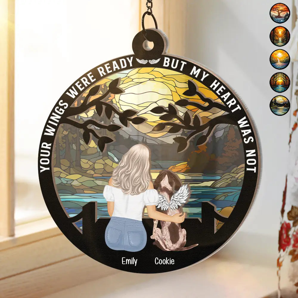 Your Wings Were Ready But My Heart Was Not - Personalized Window Hanging Suncatcher Ornament