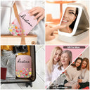 Gift For Yourself,Gift For Women,Happy,Gift For Men - Birth Month Flower Watercolor Blooming In Love - Personalized Makeup Box With LED Mirror