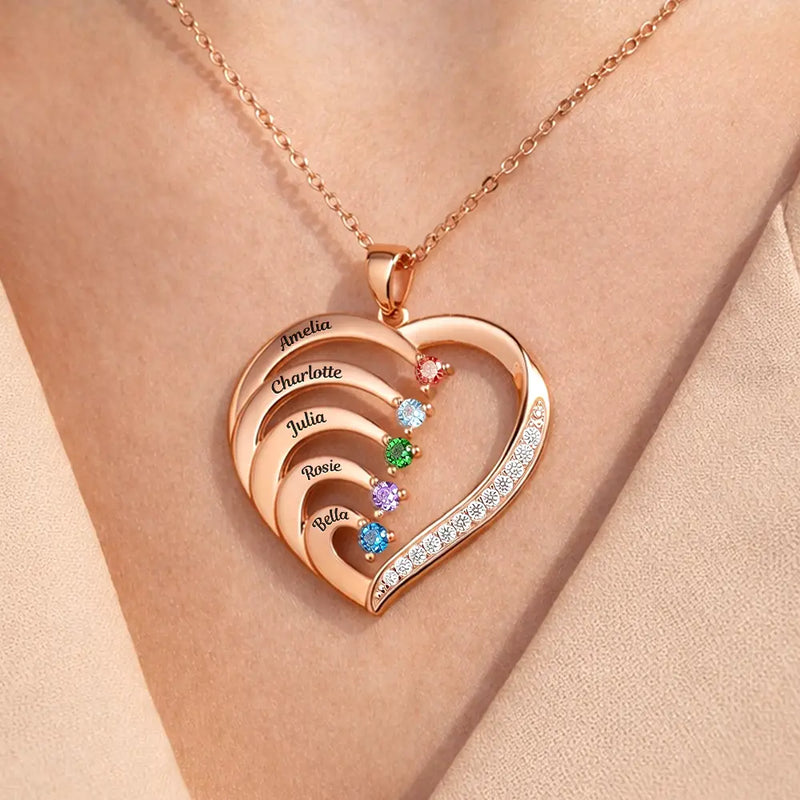 Gift For Women,Gift For Yourself,Gift For Mother,Love,Happy,Gift For Bestie - Soul Sisters Custom Name Birth Month Jewelry - Personalized Birthstone Heart Necklace