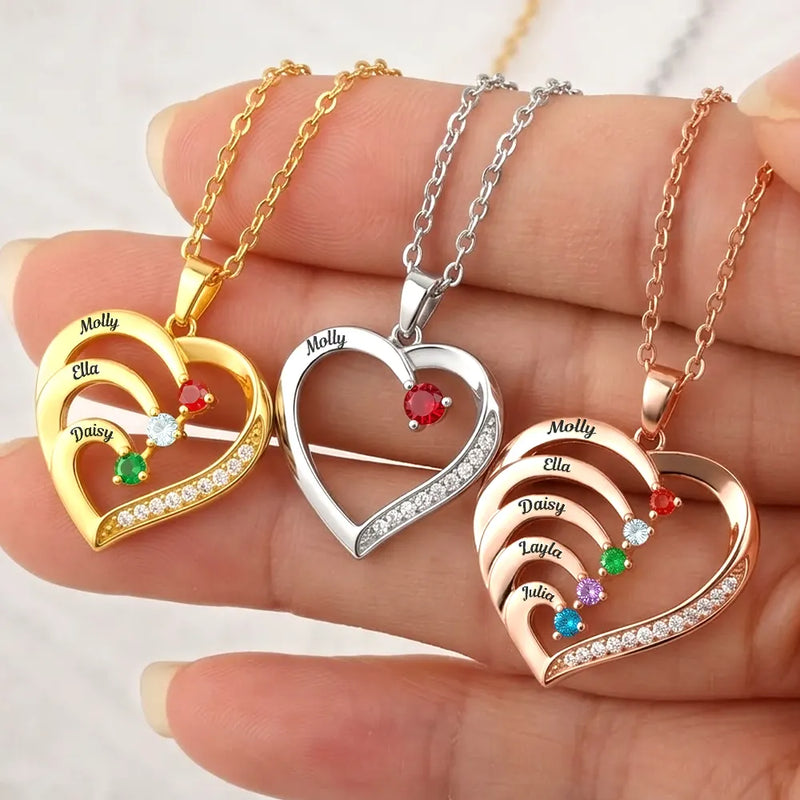 Gift For Women,Gift For Yourself,Gift For Mother,Love,Happy,Gift For Bestie - Soul Sisters Custom Name Birth Month Jewelry - Personalized Birthstone Heart Necklace