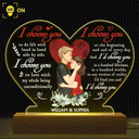 Family Husband And Wife I Choose You - Gift For Couples - Personalized Custom 3D Led Light Wooden Base