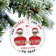 Family Gift Like Father Like Daughter - Personalized Custom Circle Ceramic Ornament