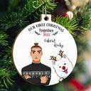 Our First Christmas Together - Christmas Gift For Dog Lovers - Personalized Custom Shaped Wooden Ornament