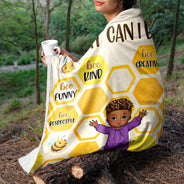 Be Funny Be Kind - Gift For Granddaughter, Grandson, Kids - Personalized Fleece Blanket