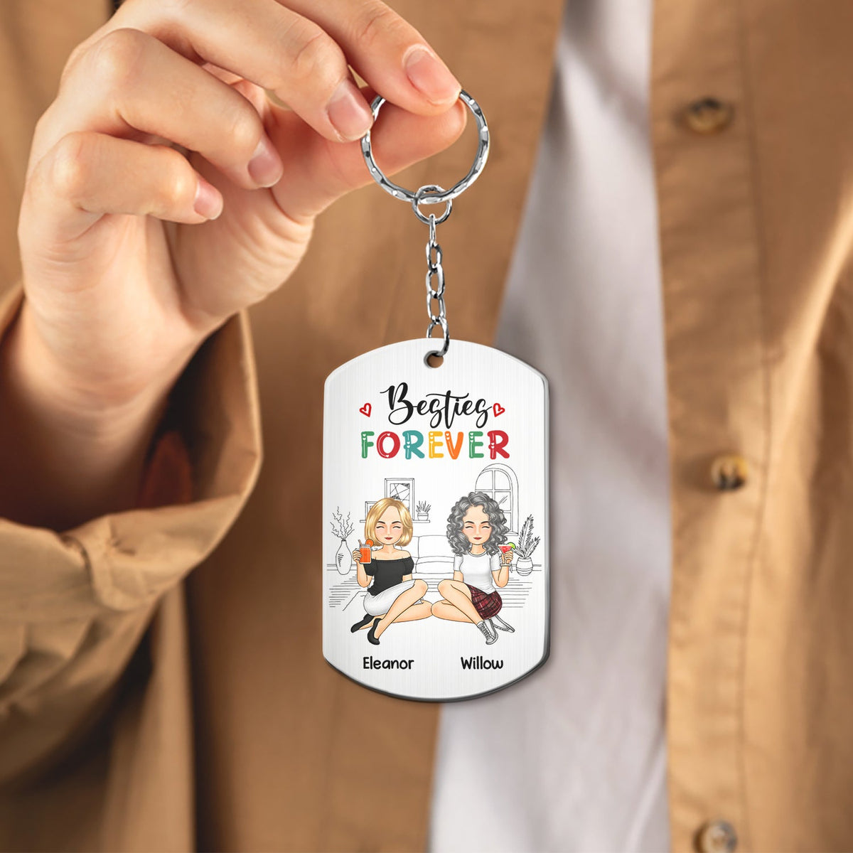 Besties Forever - Gift For Besties - Personalized Aluminum Keychain