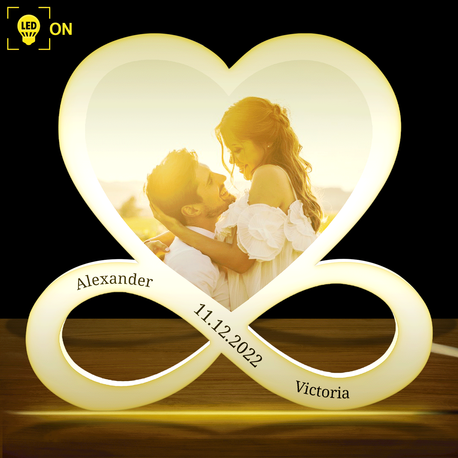 Custom Photo Infinity Love - Gift For Couples - Personalized Custom Shaped Photo Light Box