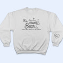 This Mama Bear Wears Her Heart On Her Sleeve - Gift For Mom - Personalized Sweatshirt With Sleeve Imprint