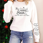 This Mama Bear Wears Her Heart On Her Sleeve - Gift For Mom - Personalized Sweatshirt With Sleeve Imprint