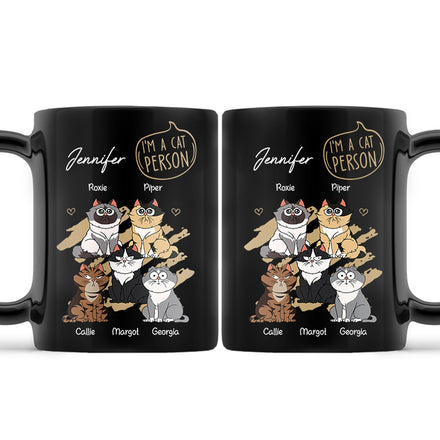 I'm A Cat Person - Gift For Cat Lovers, Cat Mom, Cat Dad - Personalized Black Mug