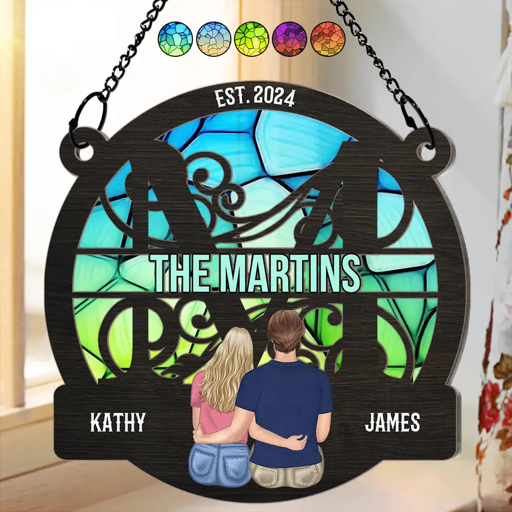 Monogram Married Couple - Personalized Window Hanging Suncatcher Ornament