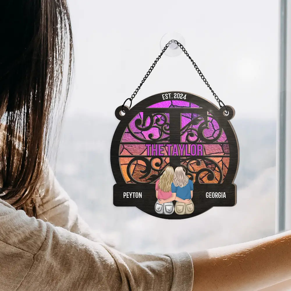 Monogram Married Couple - Personalized Window Hanging Suncatcher Ornament