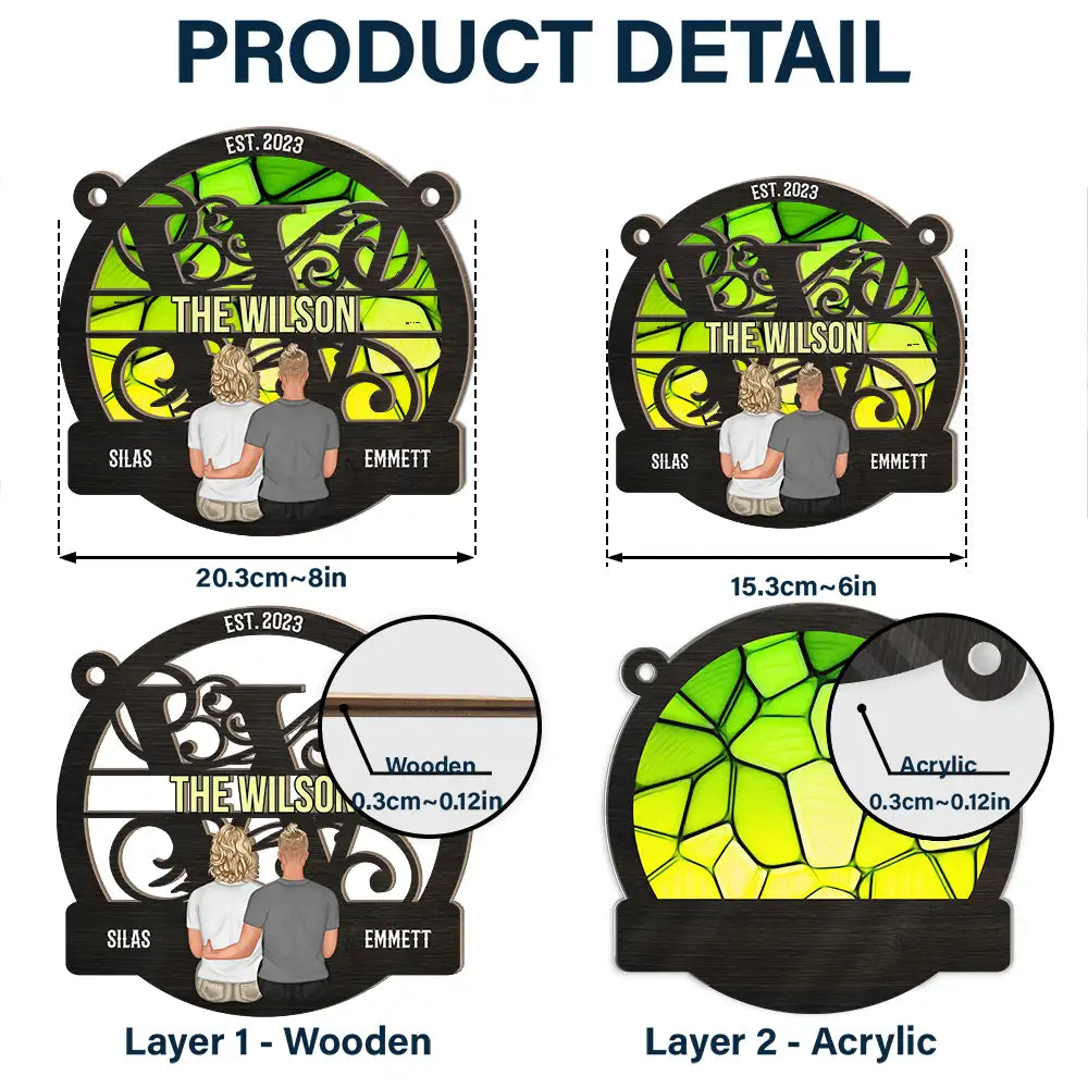 Monogram Married Couple - Personalized Window Hanging Suncatcher Ornament