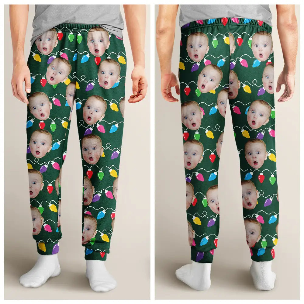 Custom Photo Christmas Family Pet Face - Personalized Sweatpants
