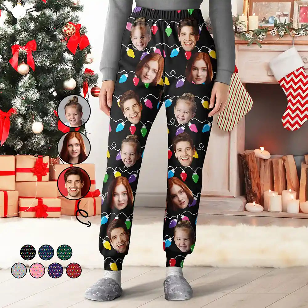 Custom Photo Christmas Family Pet Face - Personalized Sweatpants