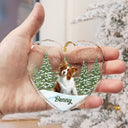Pet, Cat, Dog - Custom Photo Pet Face Dog Cat Memorial - Personalized Heart Shaped Glass Ornament