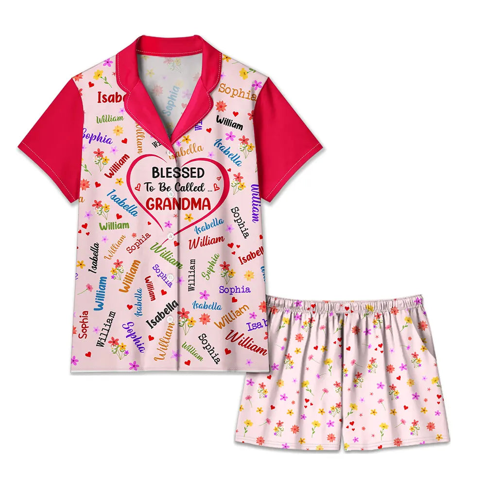 Blessed To Be Called Grandma Nana - Personalized Short Pajamas Set