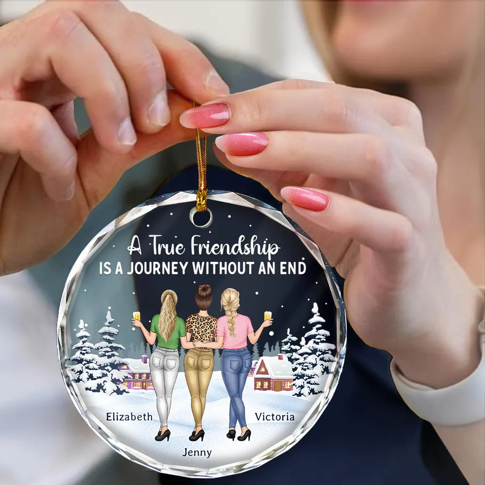 Gift For Sisters, Gift For Bestie, Gift For Sibling - God's Way Of Making Sure We Never Walk Alone - Personalized Circle Glass Ornament