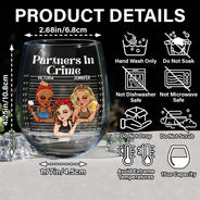 Gift For Bestie,Happy - Bestie Partners In Crime - Personalized Stemless Wine Glass