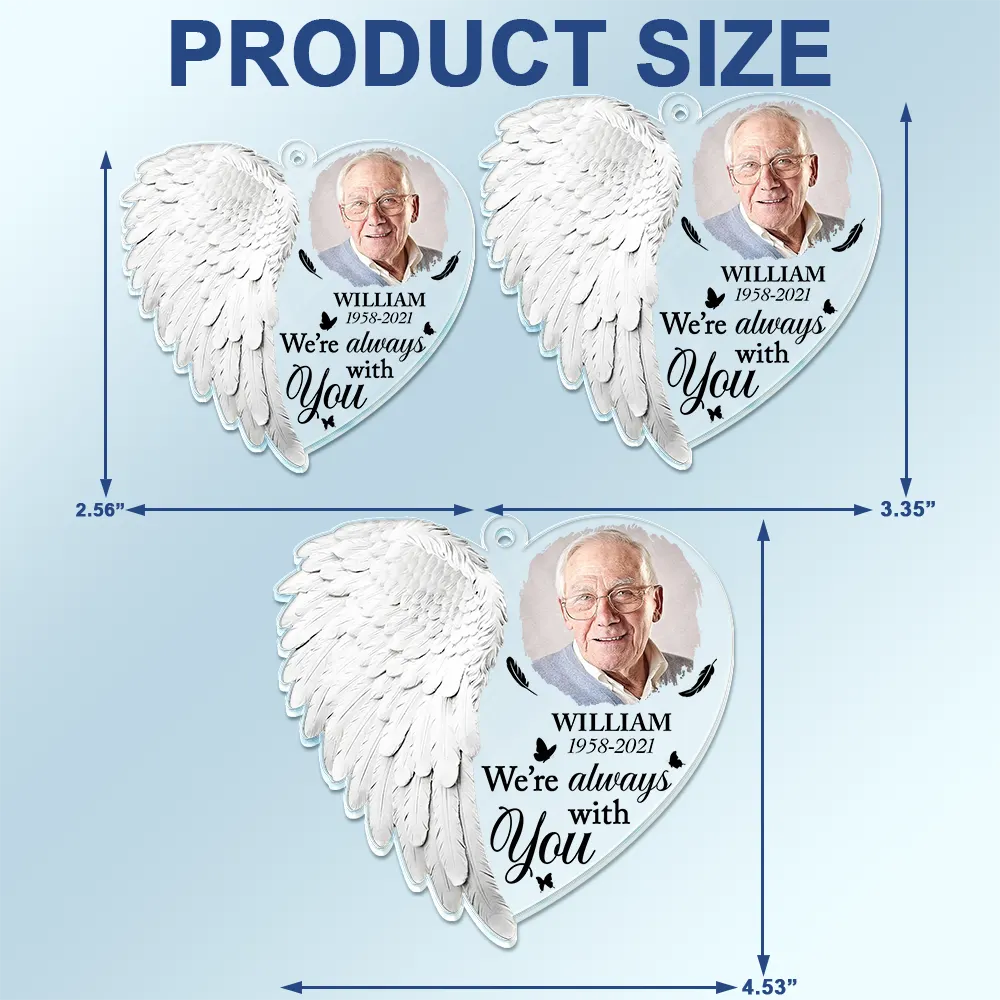 Family, Memorial - Custom Photo Although You Cannot See Me I'm Always With You - Personalized Acrylic Car Hanger