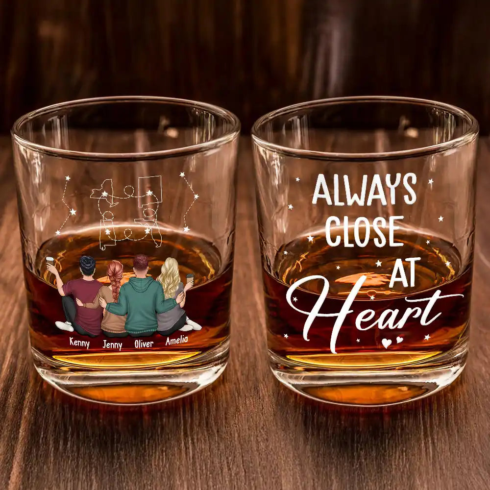 Gift For Brothers, Gift For Bestie - Never Too Far To Drink Together Long Distance - Personalized Whiskey Glass