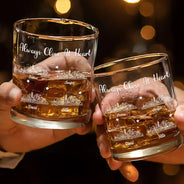 Family,Gift For Brothers,Gift For Bestie,Gift For Sisters,Happy,Gift For Sibling - Long Distance Never Too Far To Drink Together - Personalized Whiskey Glass
