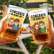 Gift For Husband, Gift For Boyfriend - Congrats On Being My Husband - Personalized Beer Glass
