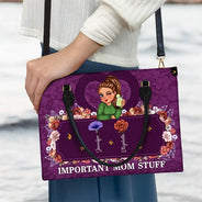 Gift For Grandma, Gift For Mother - Important Nana Mom Stuff - Personalized Leather Bag