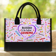 Gift For Grandma, Gift For Mother - Text Pattern Bless To Be Called Grandma Nana Mom - Personalized Canvas Tote Bag