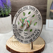 Memorial,Sad,Family - Memorial My Mind Still Talks To You - Personalized 2-Layered Wooden Plaque With Stand