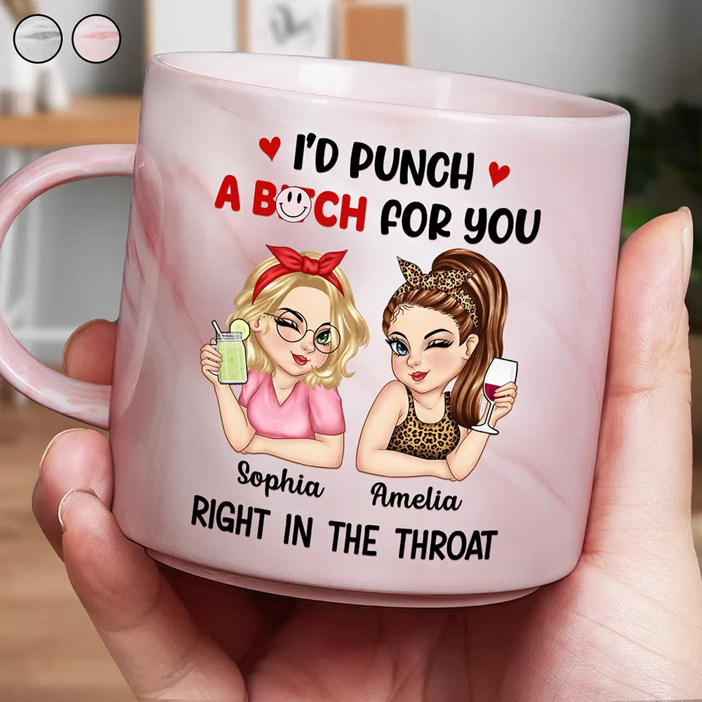 Right In The Throat Besties - Personalized Marble Mug