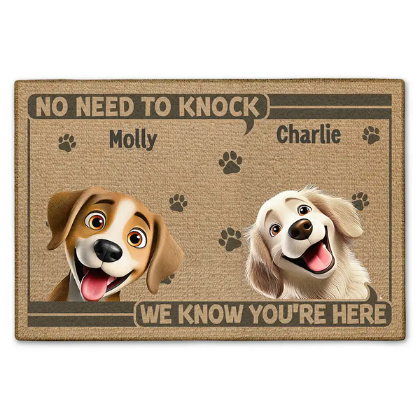 Dog Lovers, Funny - No Need To Knock We Know You're Here 3D Dog - Personalized Doormat