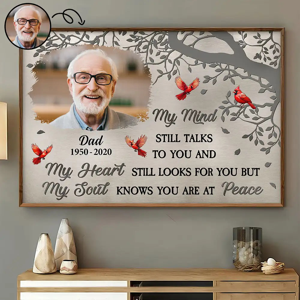 Memorial,Family,Sad,Parents,Gift For Grandparents,Gift For Sibling - Custom Photo Memorial My Mind Still Talks To You - Personalized Poster